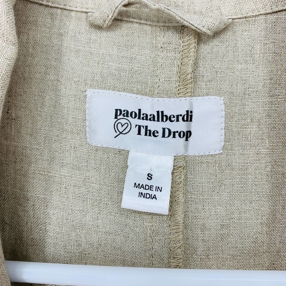 PAOLA ALBERDI Women's size S The Drop Linen Lagenlook Beige Long Vest Jacket Top - Picture 6 of 8
